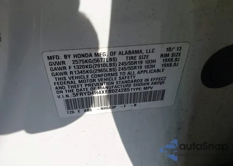 2014 Acura Mdx Technology Package from USA, damaged, VIN 5FRYD4H4XEB024285